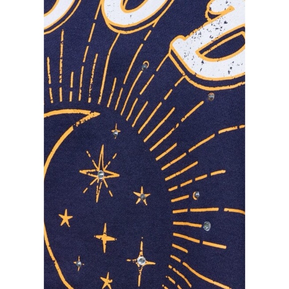 PEACH LOVE CALIFORNIA Good vibes navy blue top sz medium and large - Picture 5 of 8